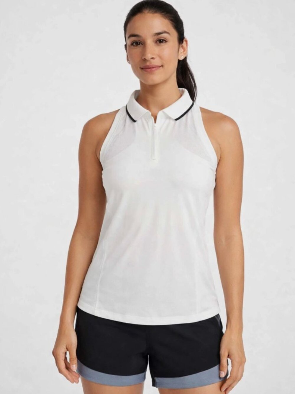 Athleta Momentum Polo Tank Collared Racerback Golf Tennis White Size Small